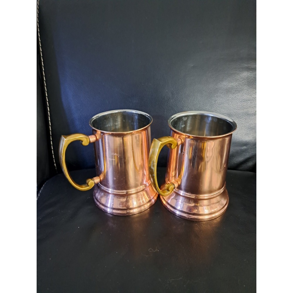 Copper Beer Mug‎ India Brass Handle Cup